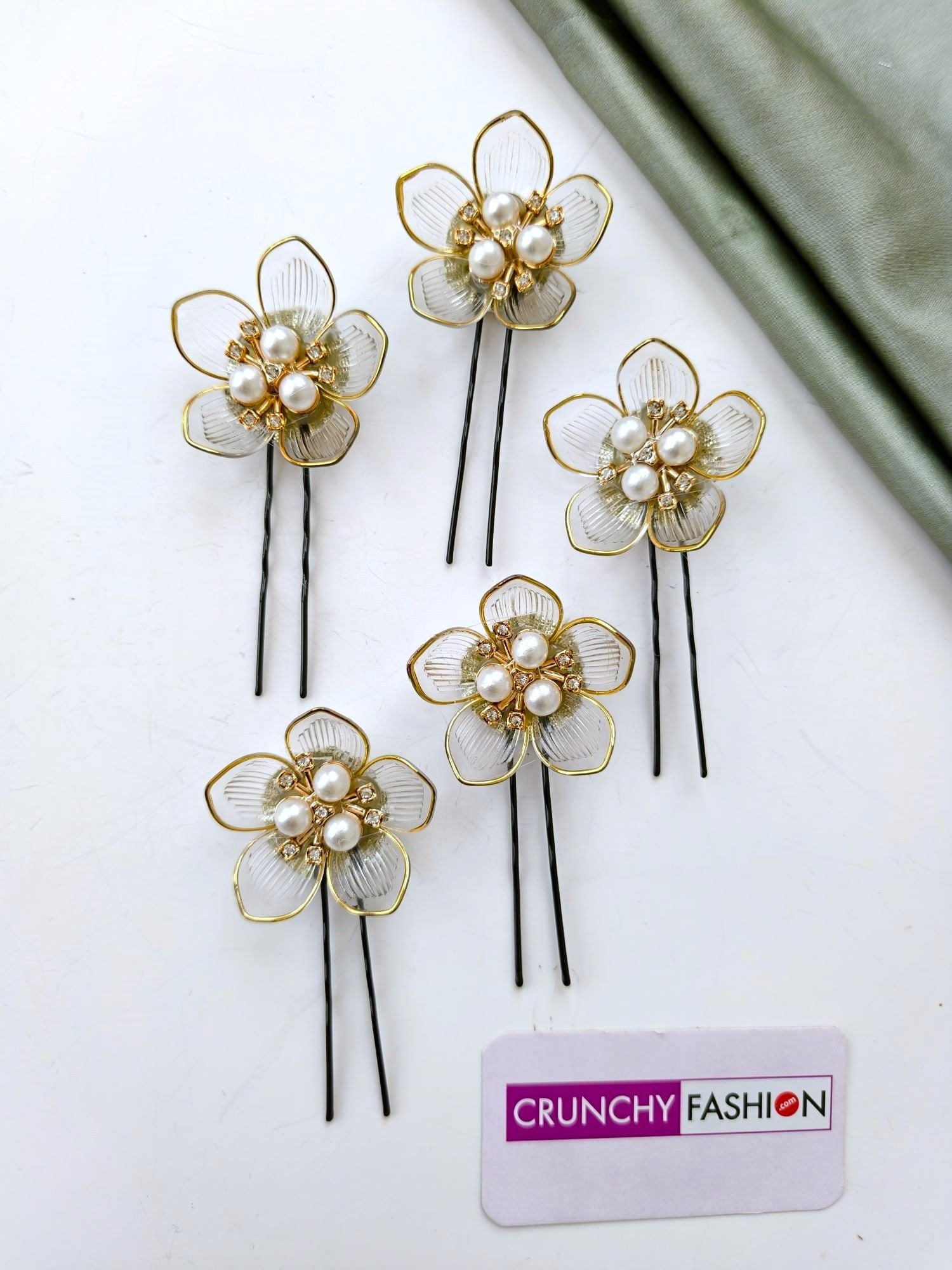 Multicolored Floral Acrylic Hair Pins for Weddings