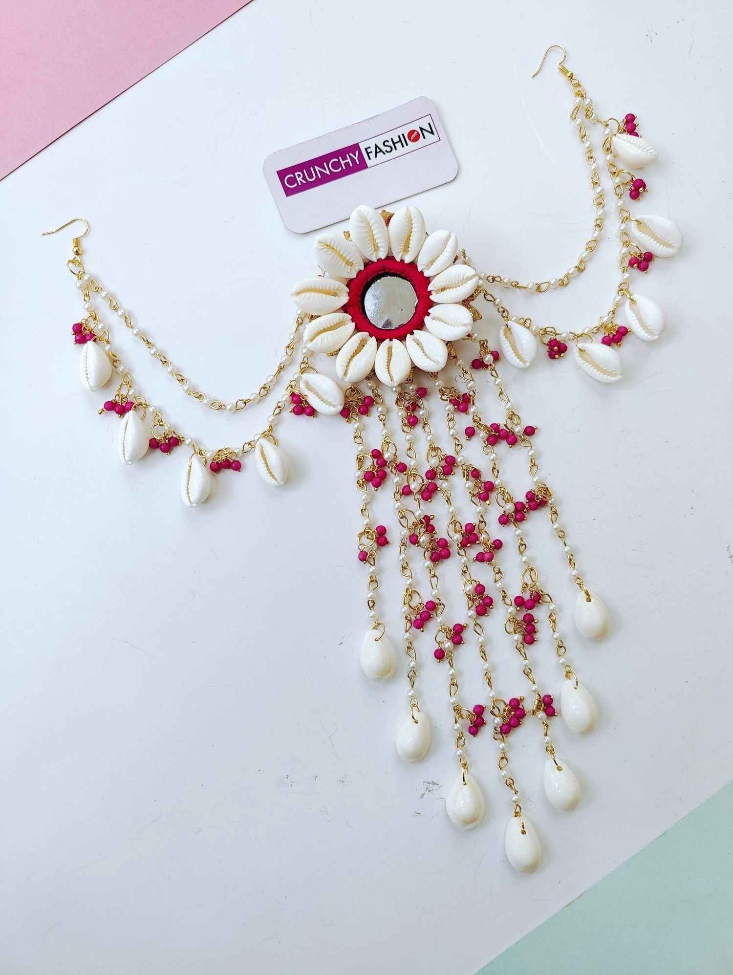 Handmade Shell & Pink Pearl Bridal Hair Accessory