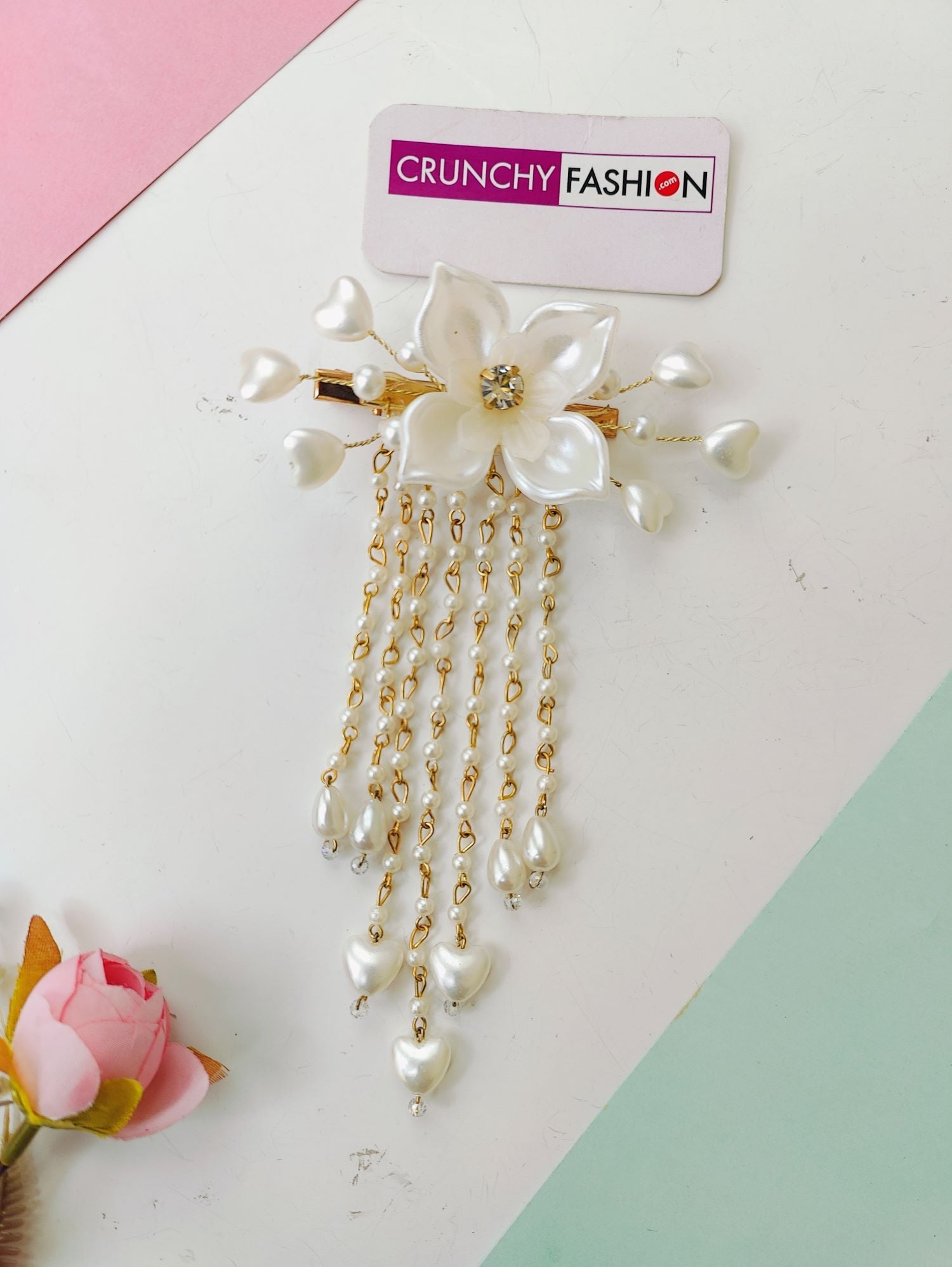 Shell & Pearl Floral Hair Clip for Women