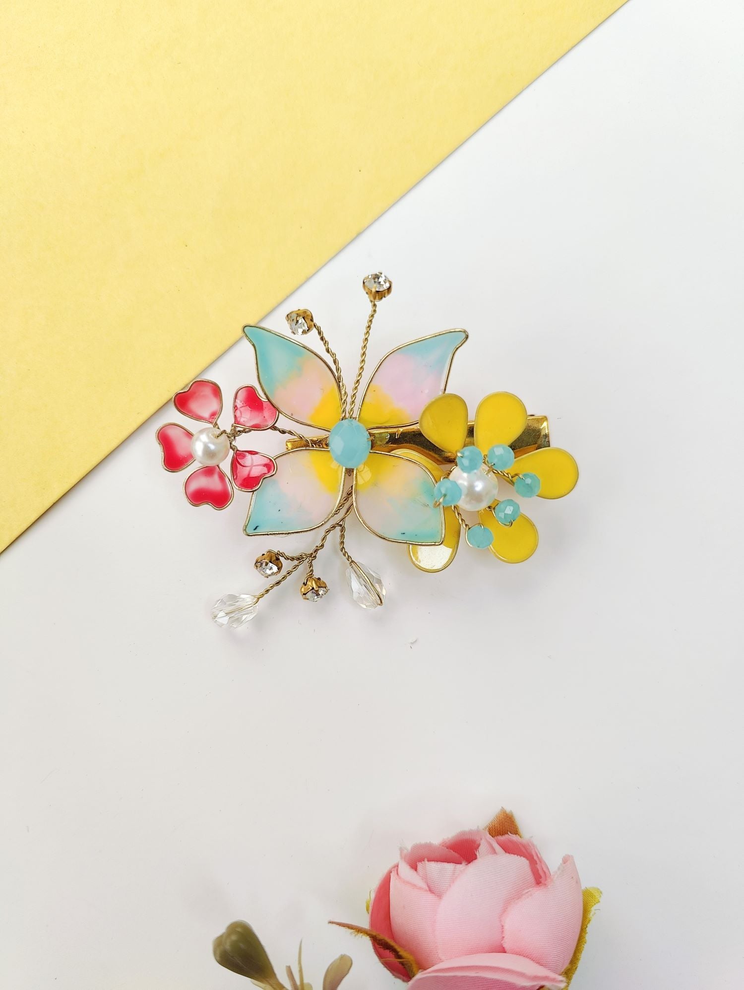 Multicolor Floral Resin Handmade Hair Clip