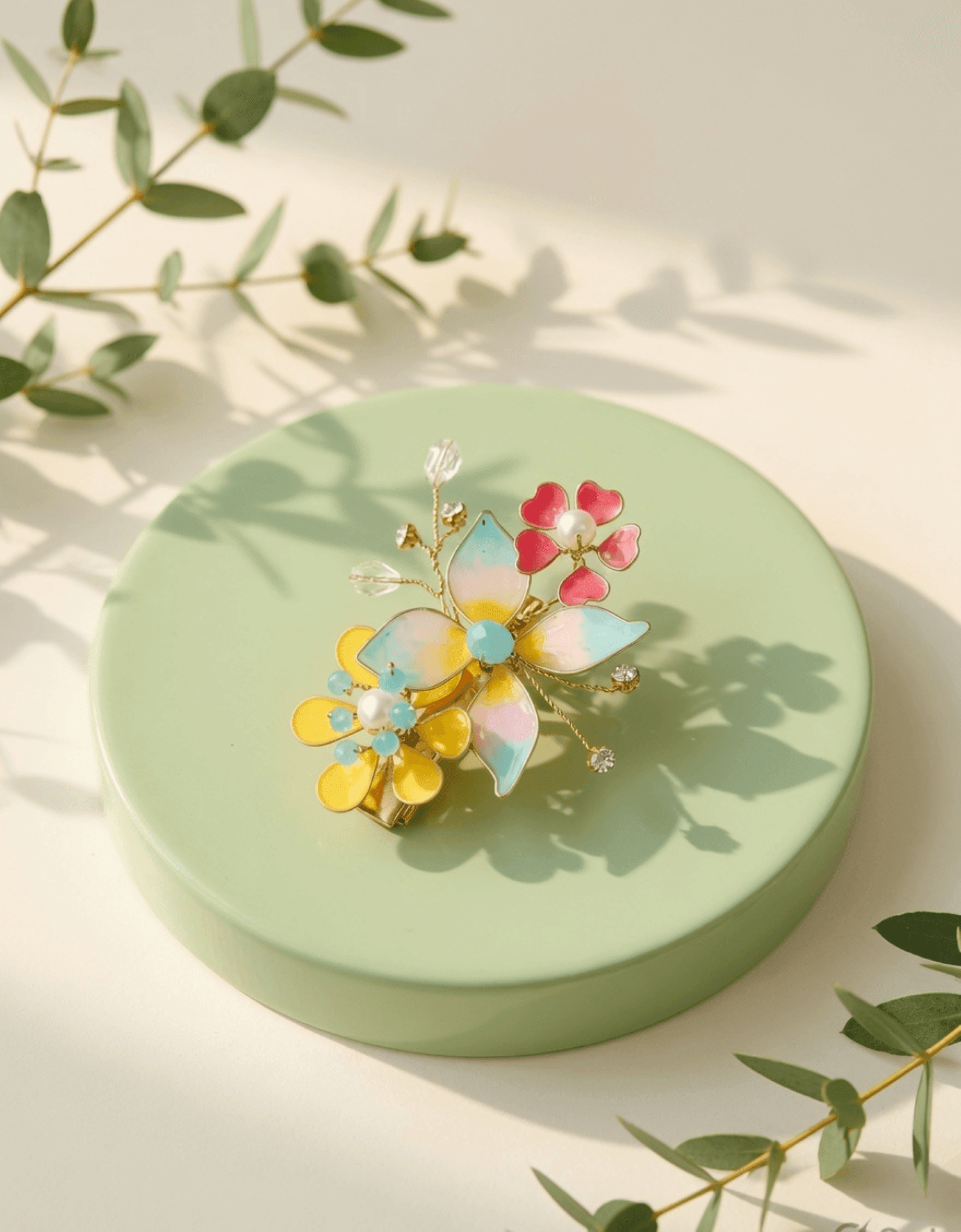 Multicolor Floral Resin Handmade Hair Clip