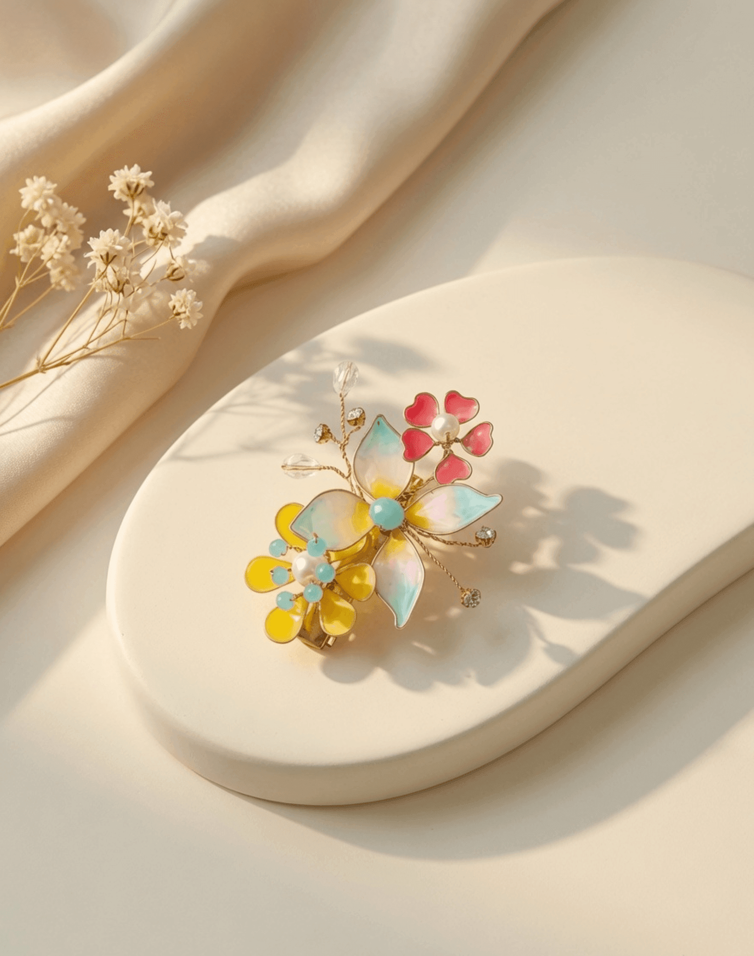 Multicolor Floral Resin Handmade Hair Clip