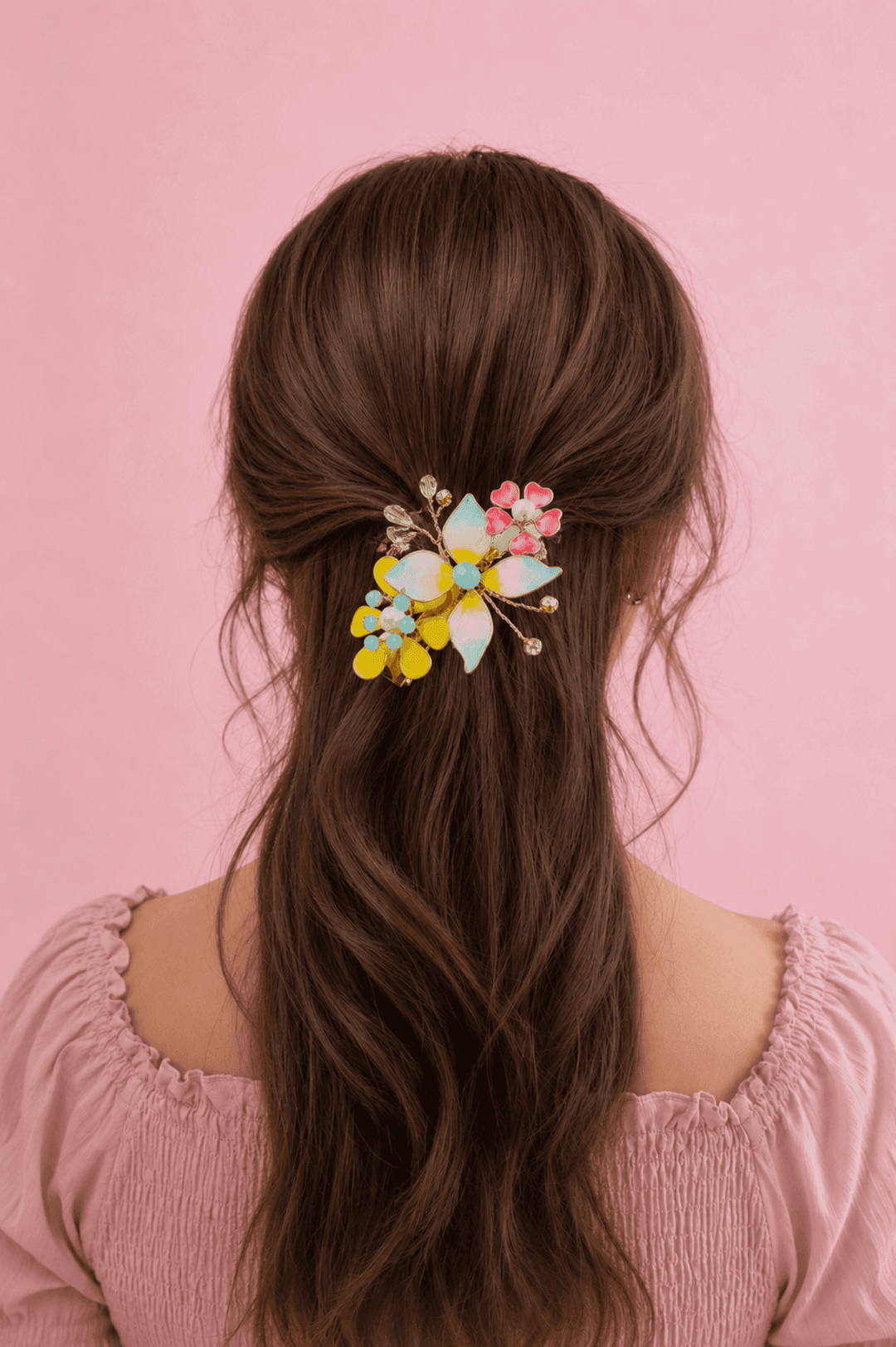 Multicolor Floral Resin Handmade Hair Clip