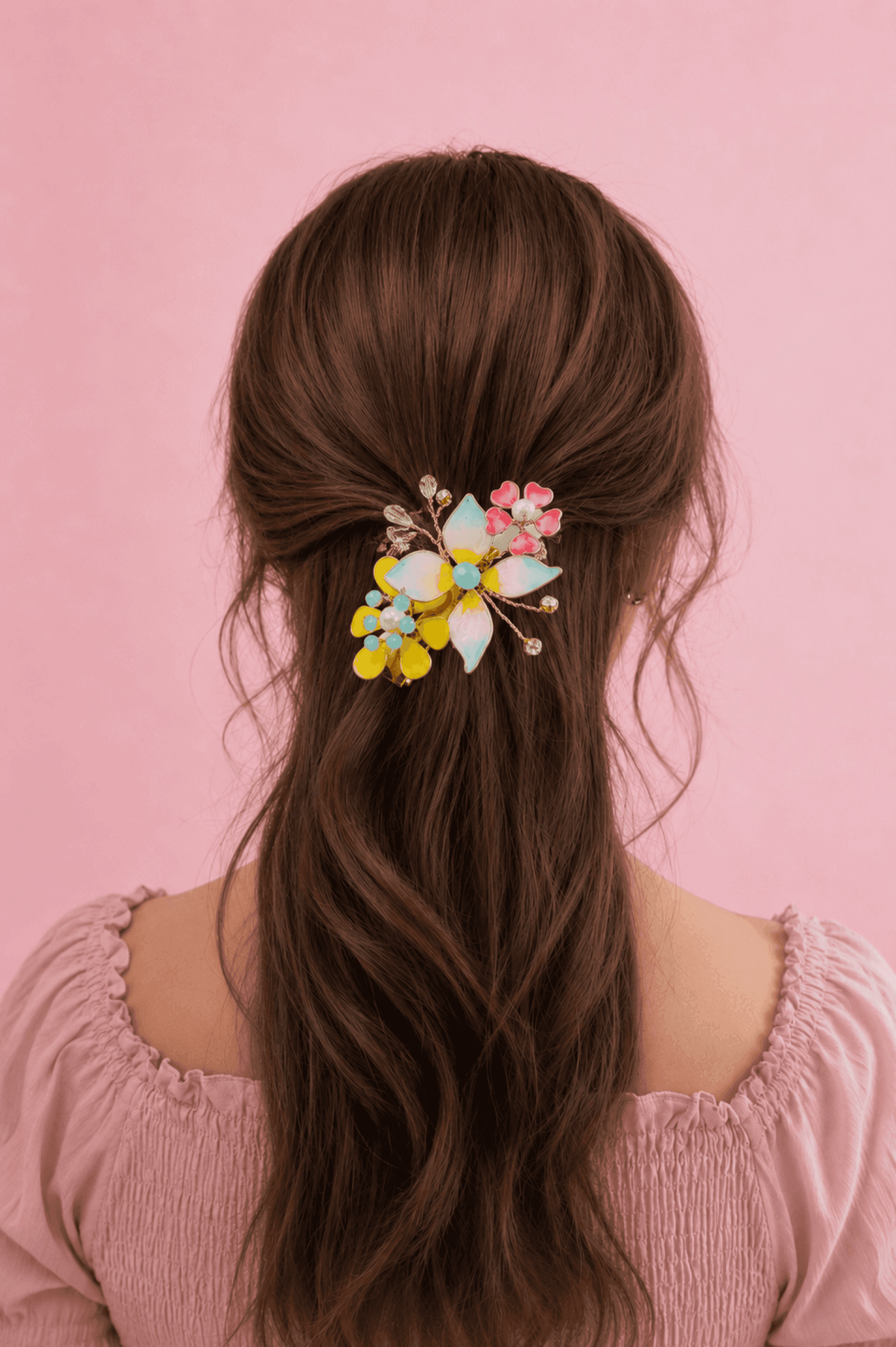 Multicolor Floral Resin Handmade Hair Clip