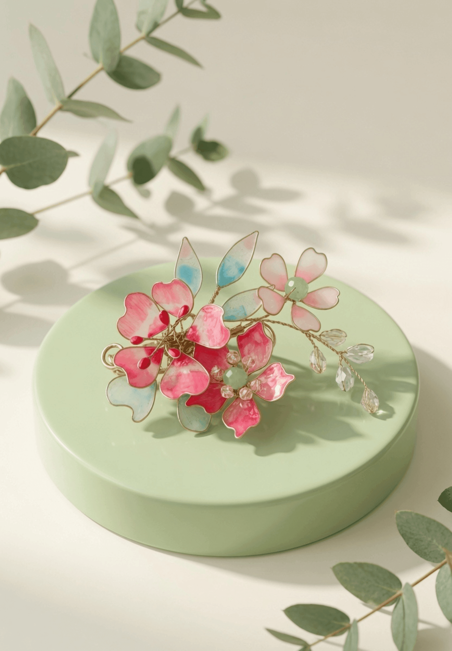 Handmade Pink Resin Floral Hair Accessory