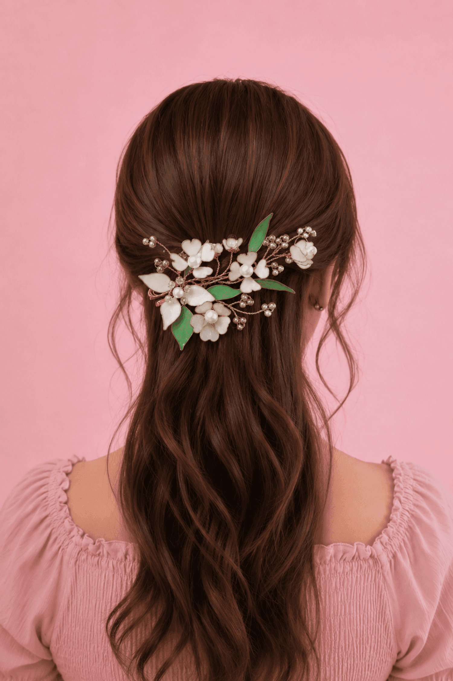 White Floral Resin Hair Pins for Wedding Elegance