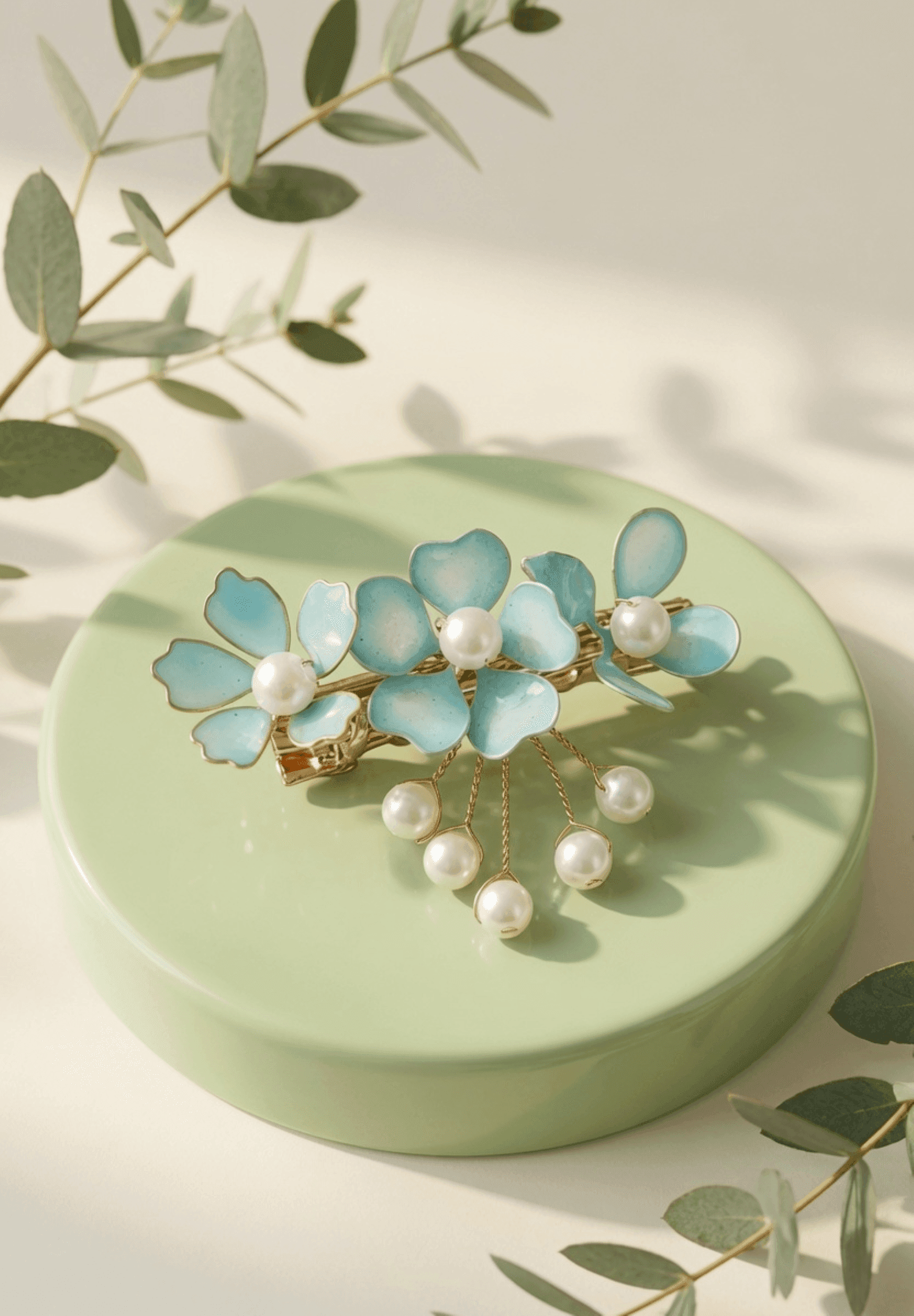 Skyblue Floral Resin Hair Clip – Lightweight Handmade