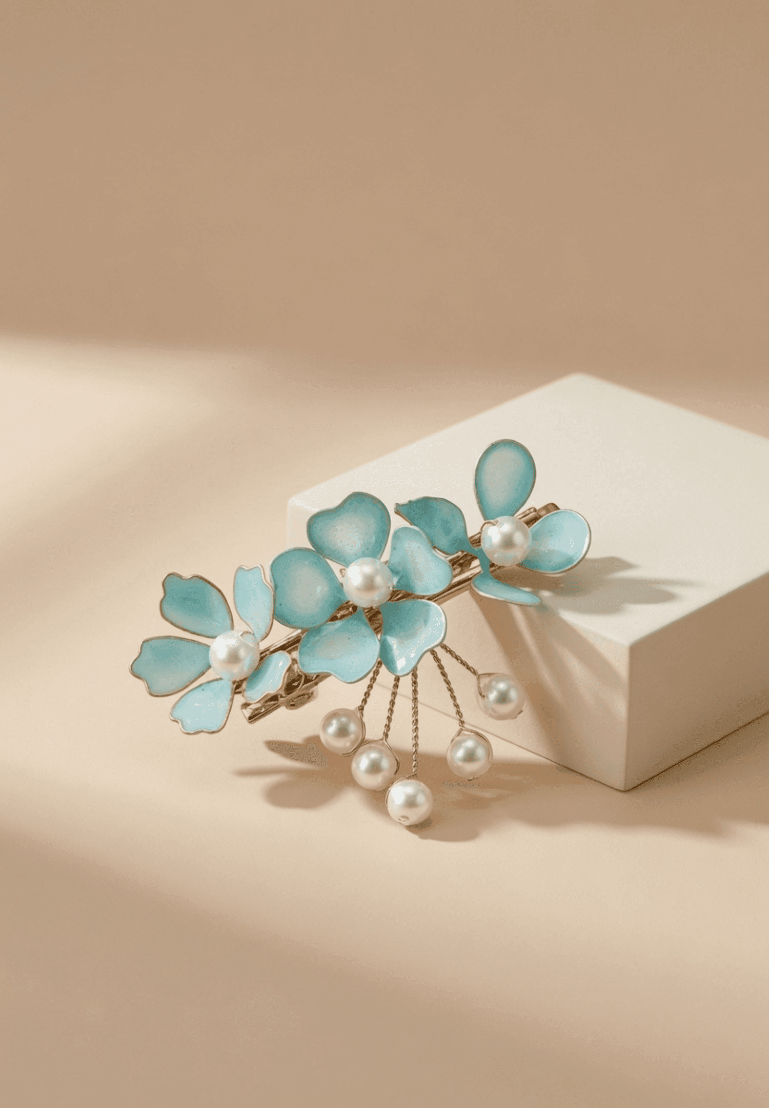 Skyblue Floral Resin Hair Clip – Lightweight Handmade