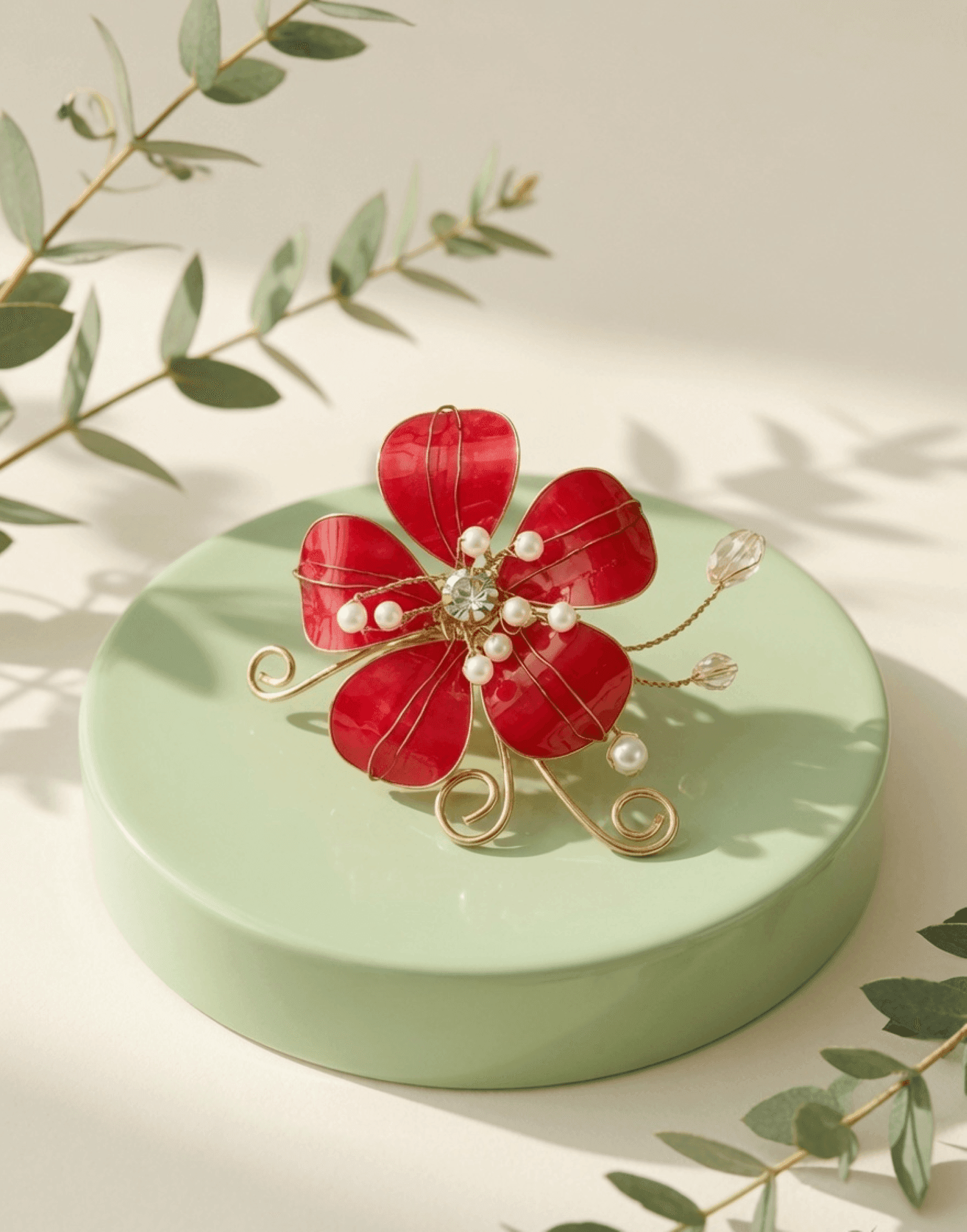 Bright Pink Floral Resin Hair Pins for Weddings
