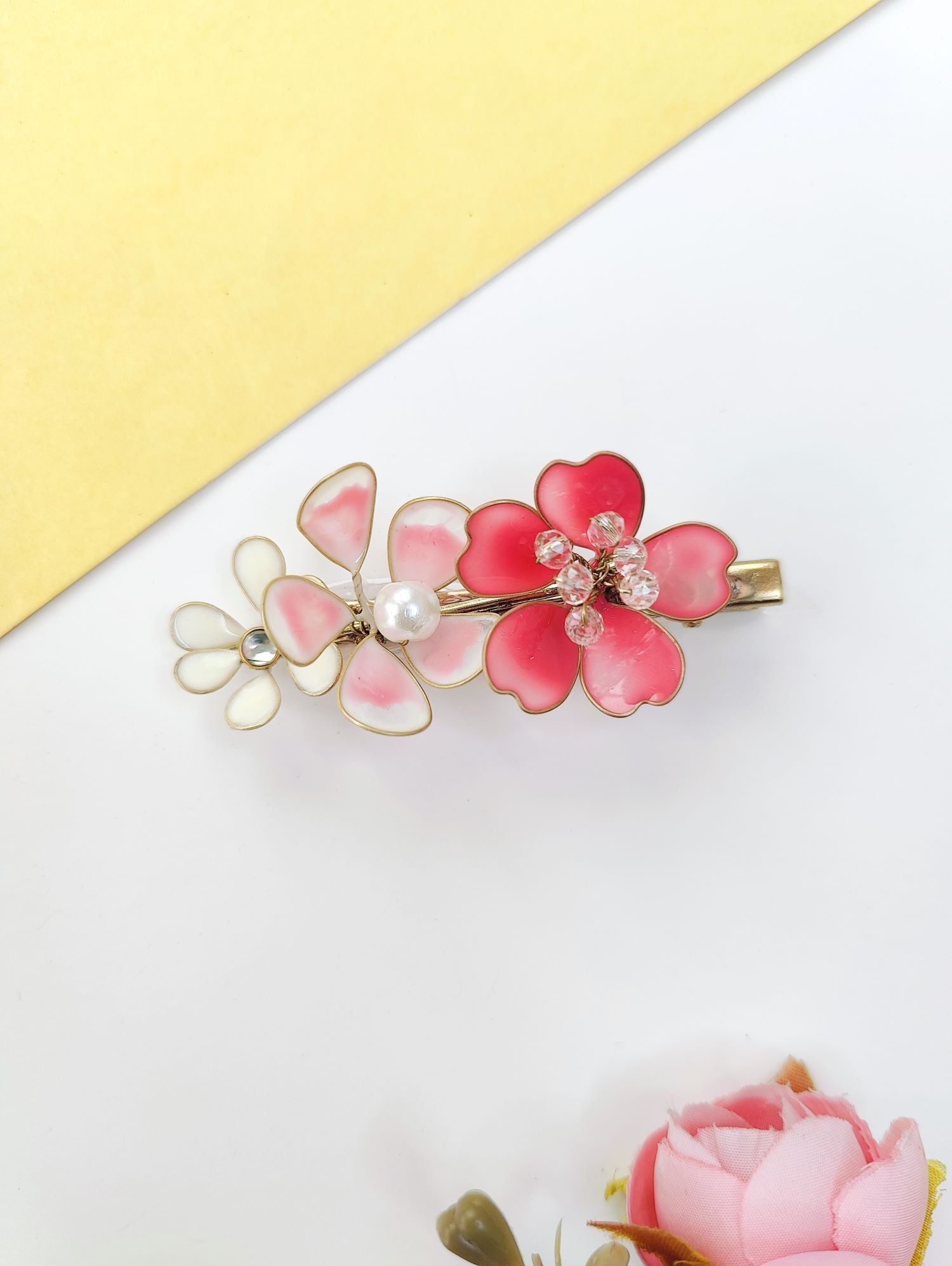 Baby Pink Resin Floral Hair Clip Jewelry