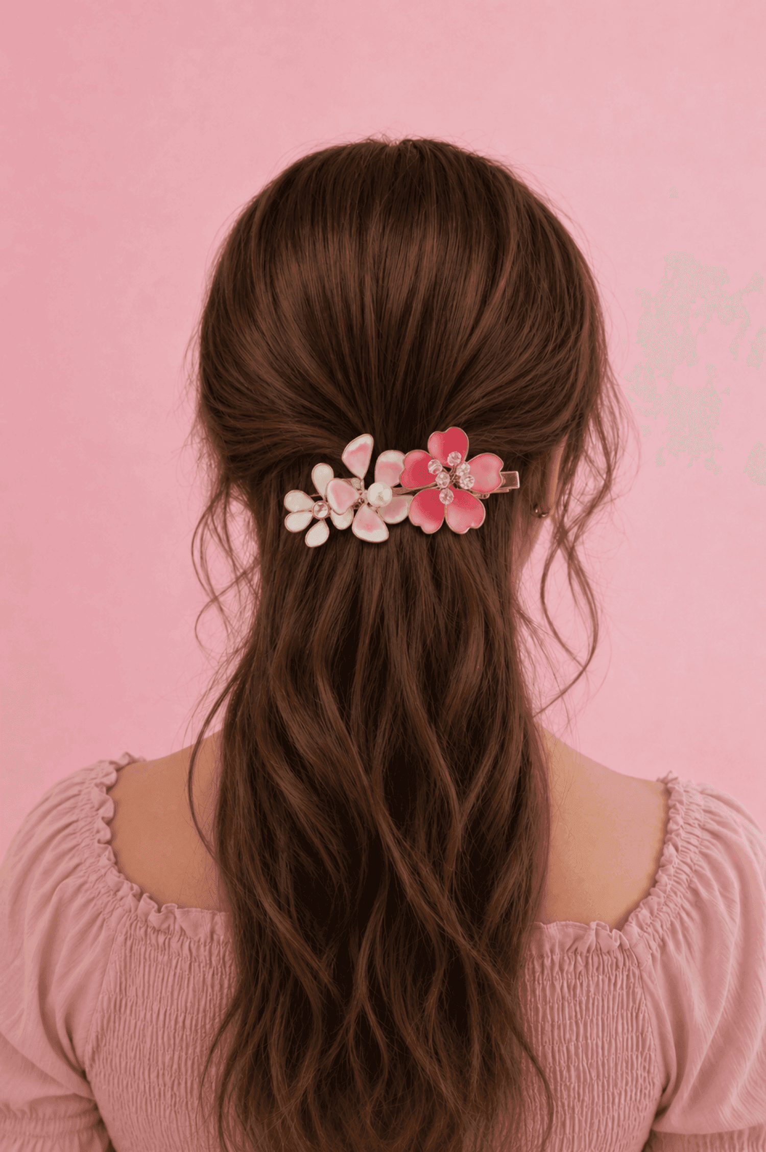 Baby Pink Resin Floral Hair Clip Jewelry