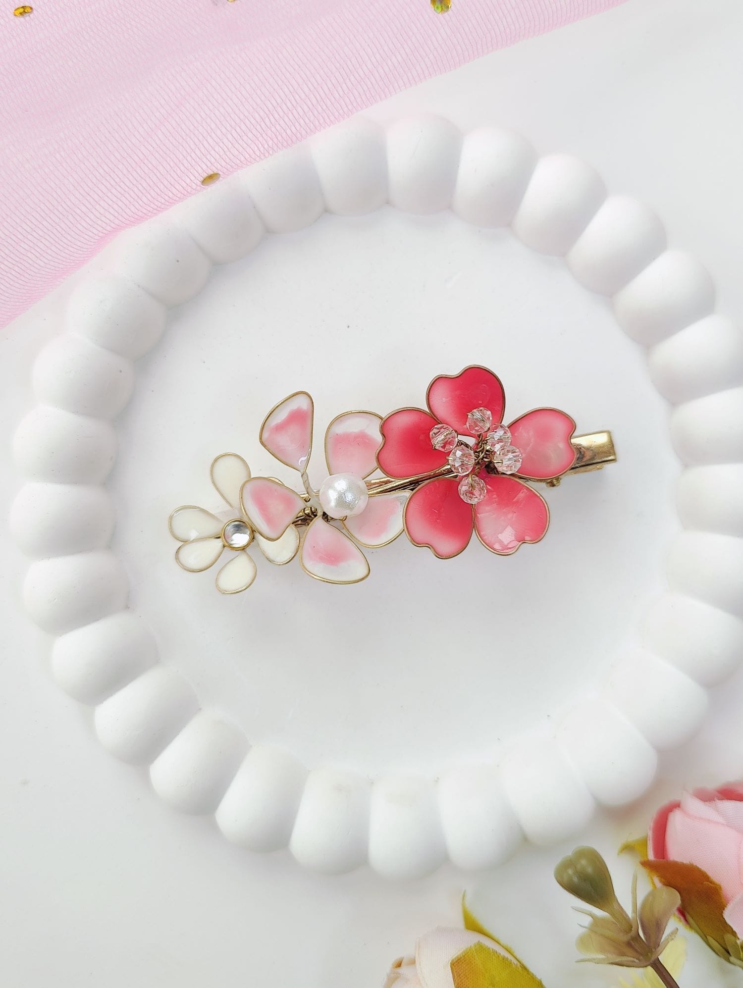 Baby Pink Resin Floral Hair Clip Jewelry