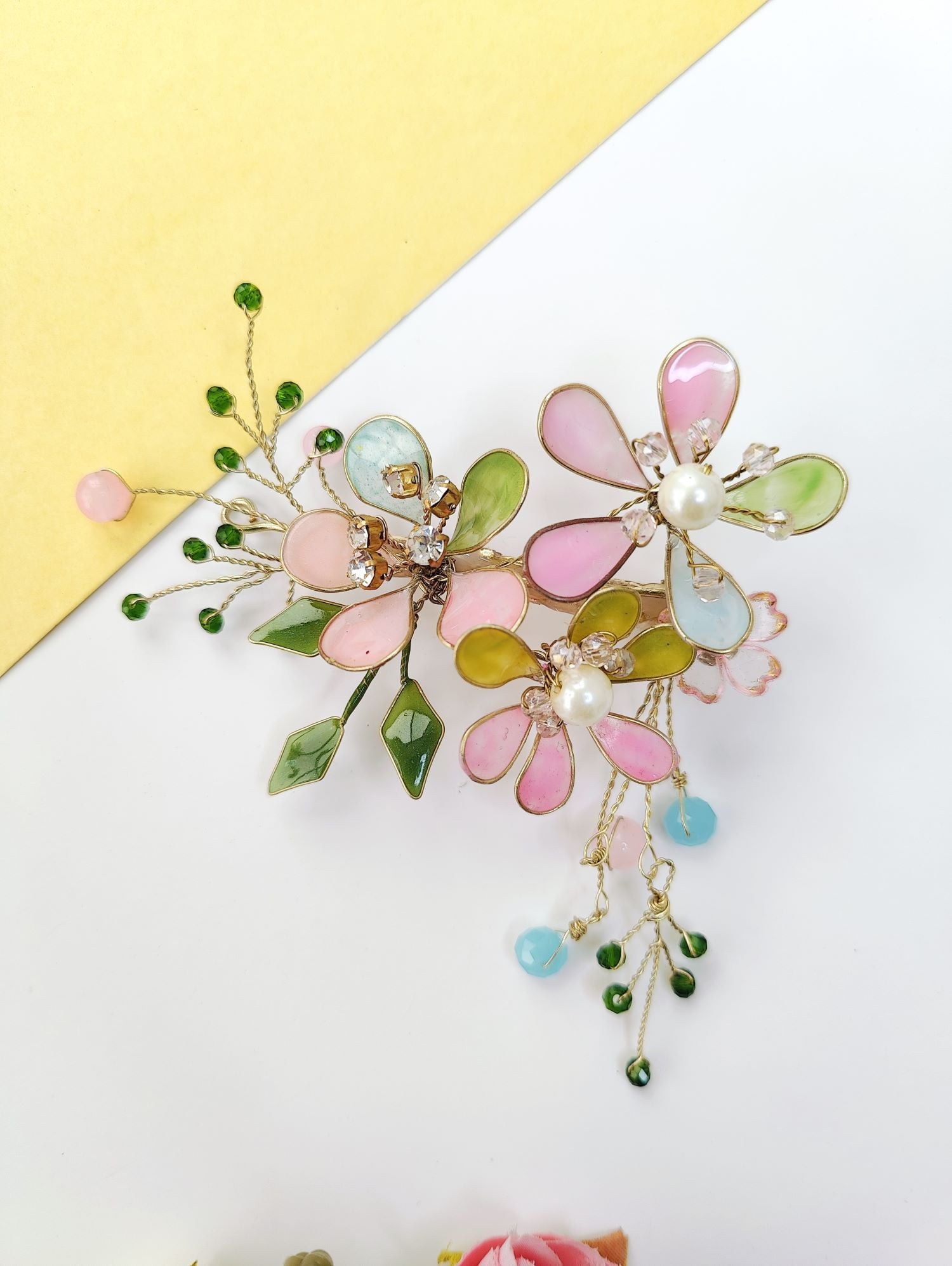 Handmade Multicolor Resin Floral Hair Clip