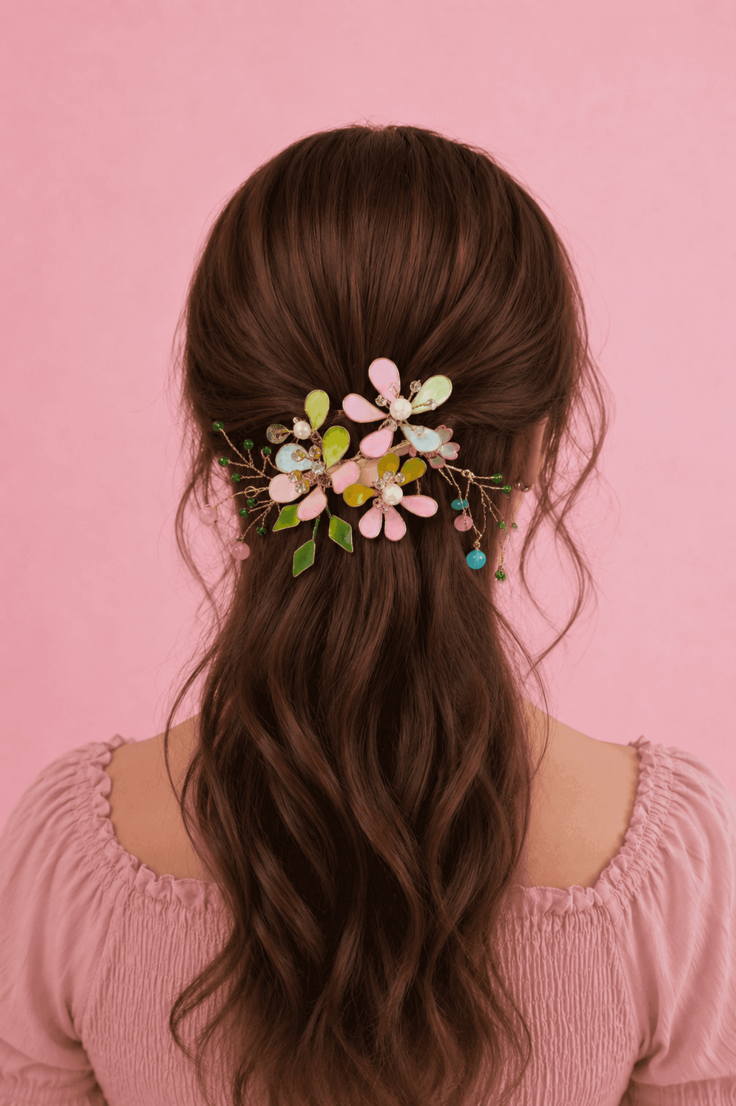Handmade Multicolor Resin Floral Hair Clip