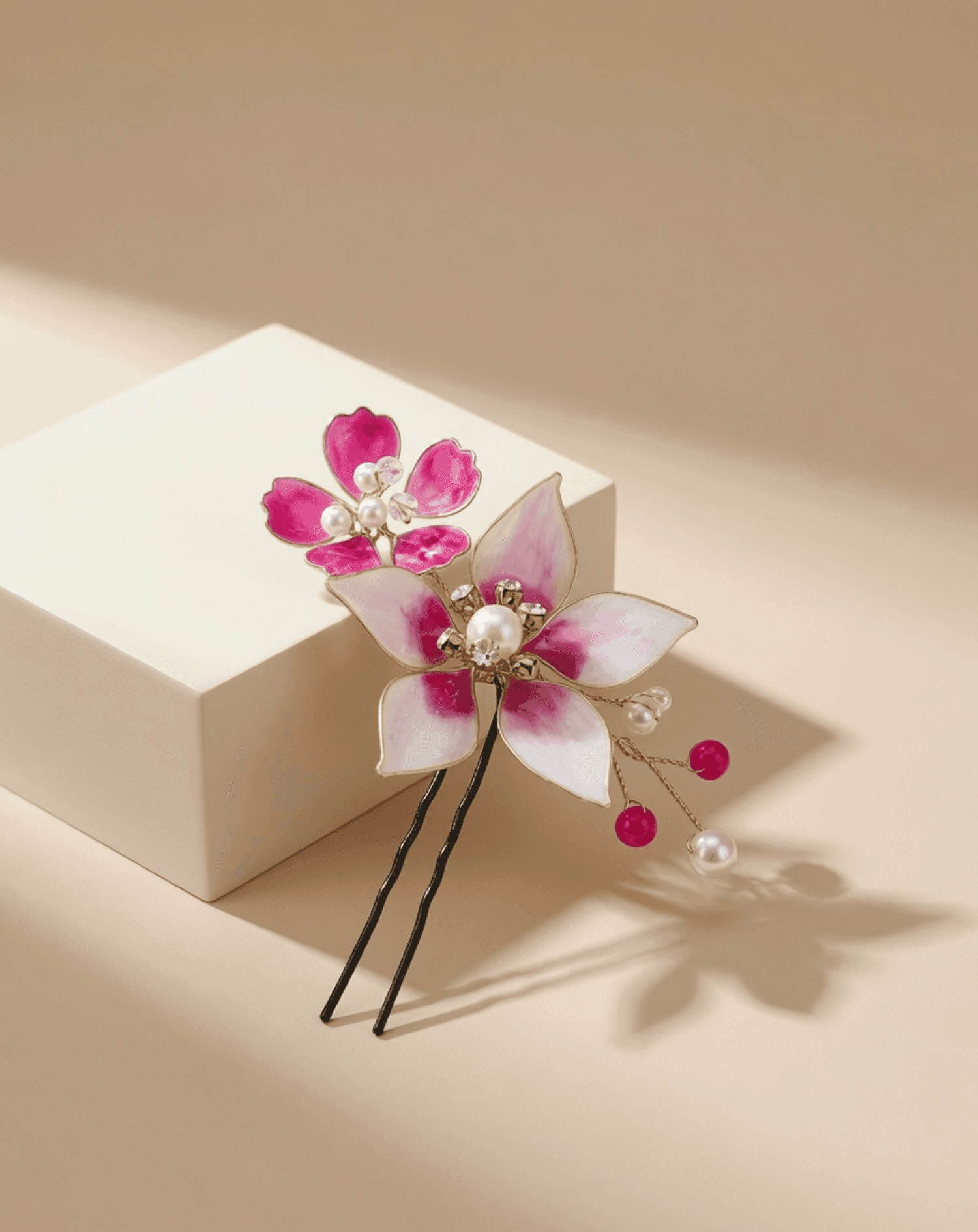 Handmade Purple Resin Floral Hair Pins Set of Two