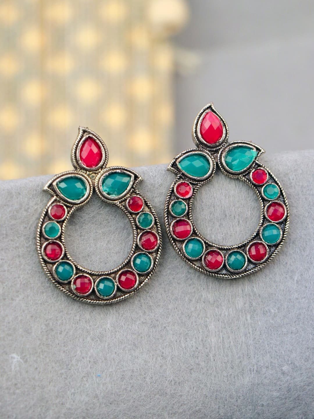 Oxidized Silver-Plated Festival Pearl Drop Earrings for Women, Girls
