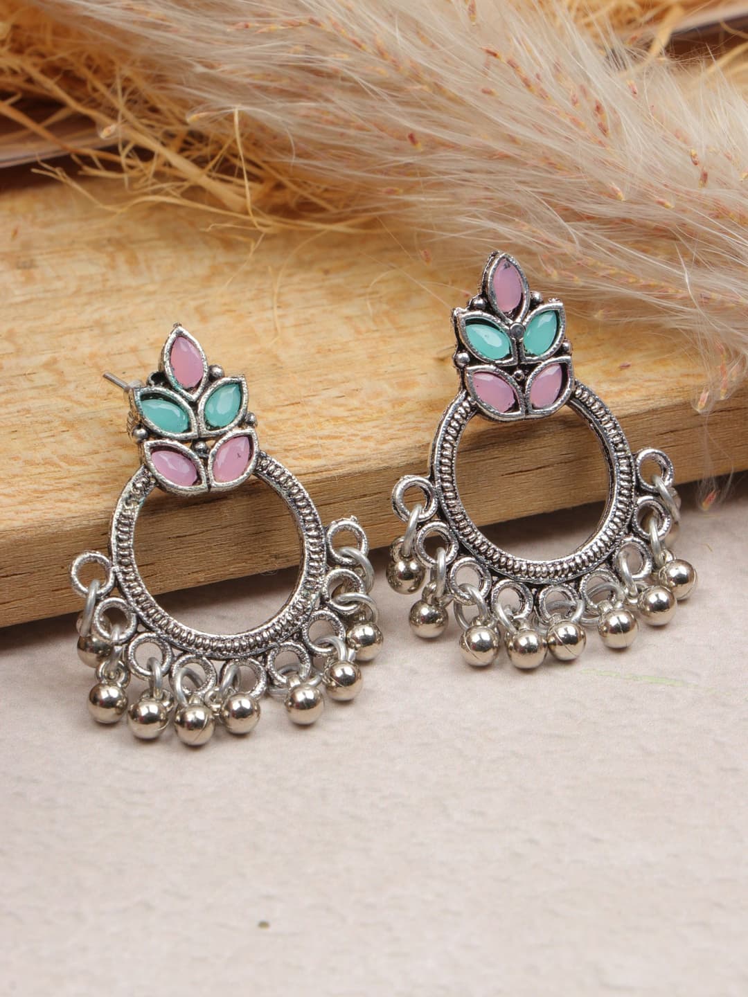 Glistening Pearl Drops Dangler Earrings in Silver Plating