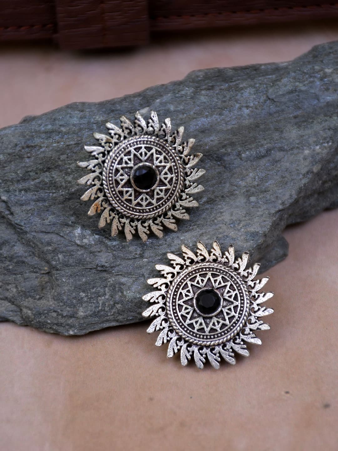 Floral Fiesta Oxidized Silver Small Stud Earrings for Girls & Women