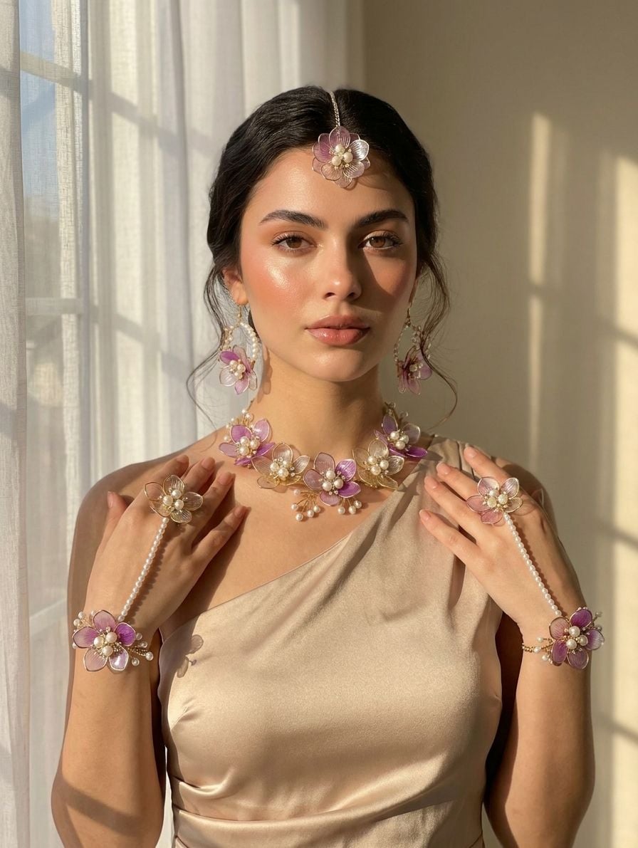 Lavender Acrylic Flowers Carnival Jewelry Set