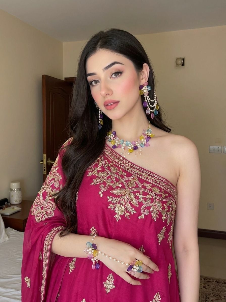 Powder Blue Floral Haldi Bridal Jewellery Set