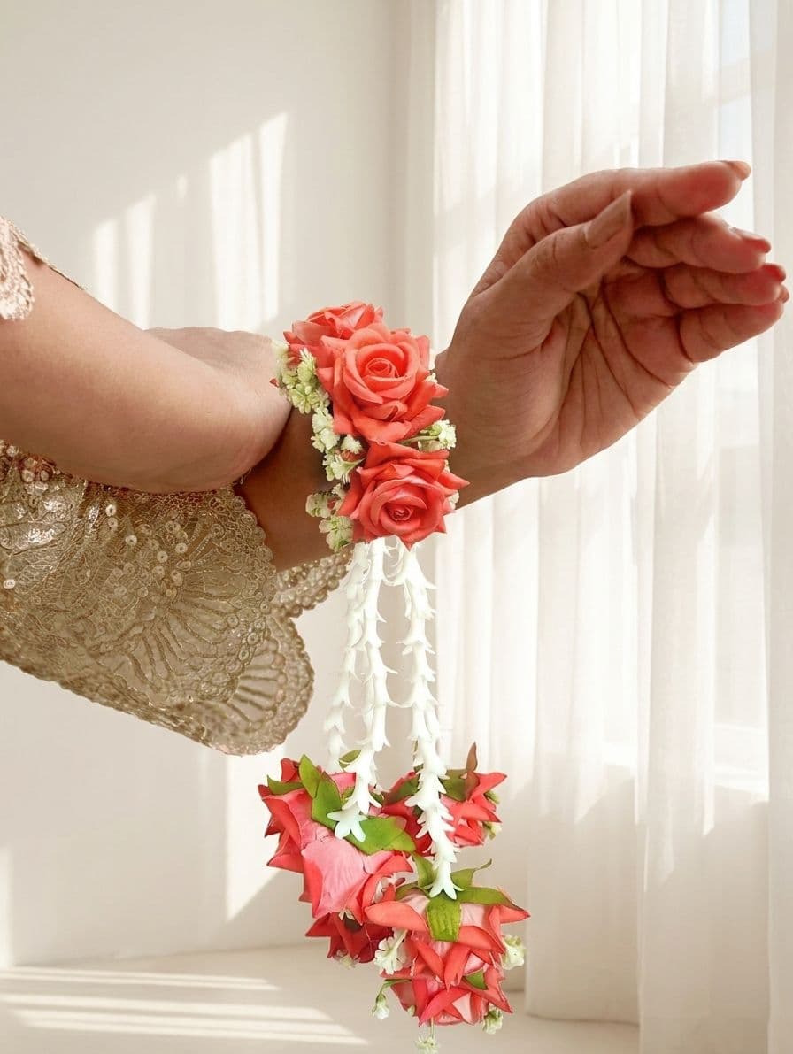 Peach Rose Designer Bridal Kalire for Haldi, Weddings