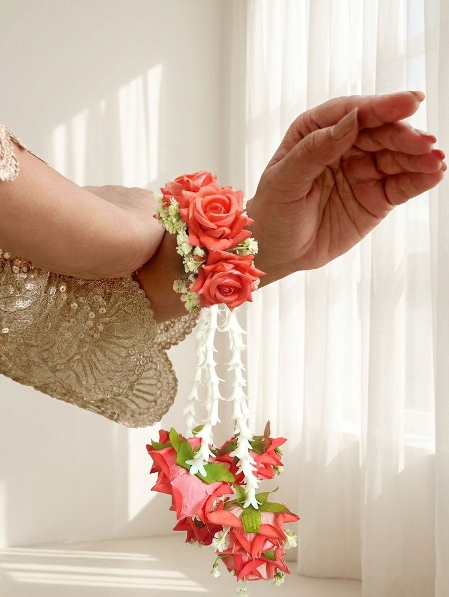 Peach Rose Designer Bridal Kalire for Haldi, Weddings