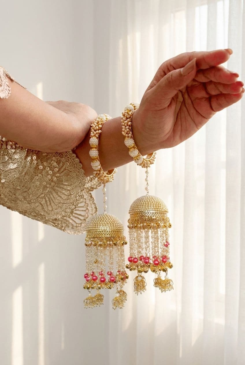 Pearl & Shell Handmade Bridal Kaleere for Haldi Mehndi