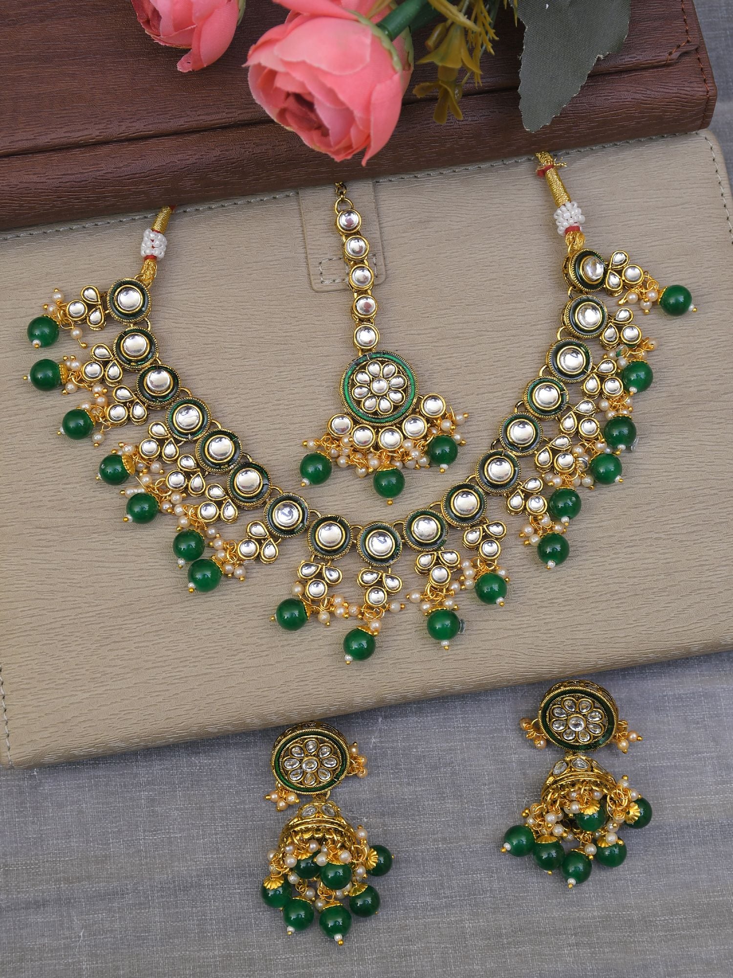 Golden Euphoria Bridal Kundan Pearl Necklace Set