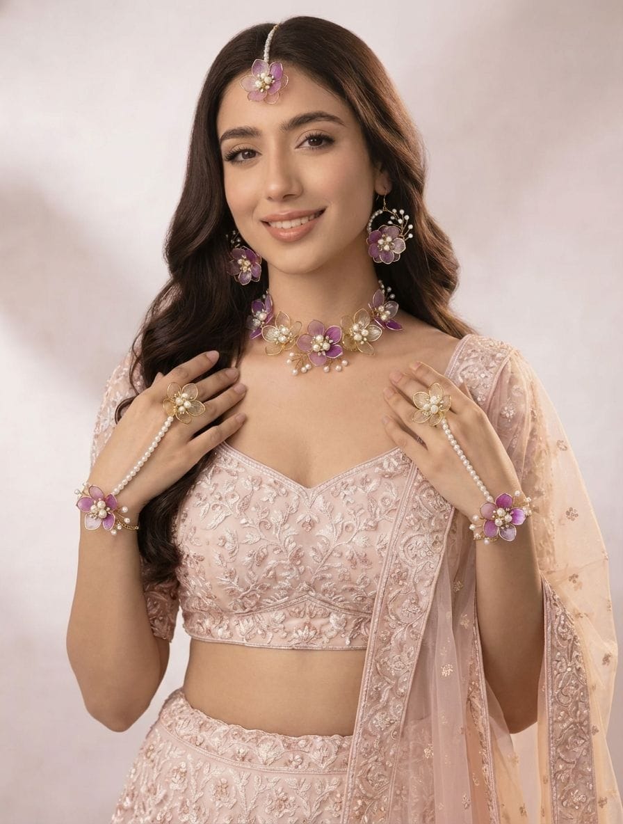 Lavender Acrylic Flowers Carnival Jewelry Set