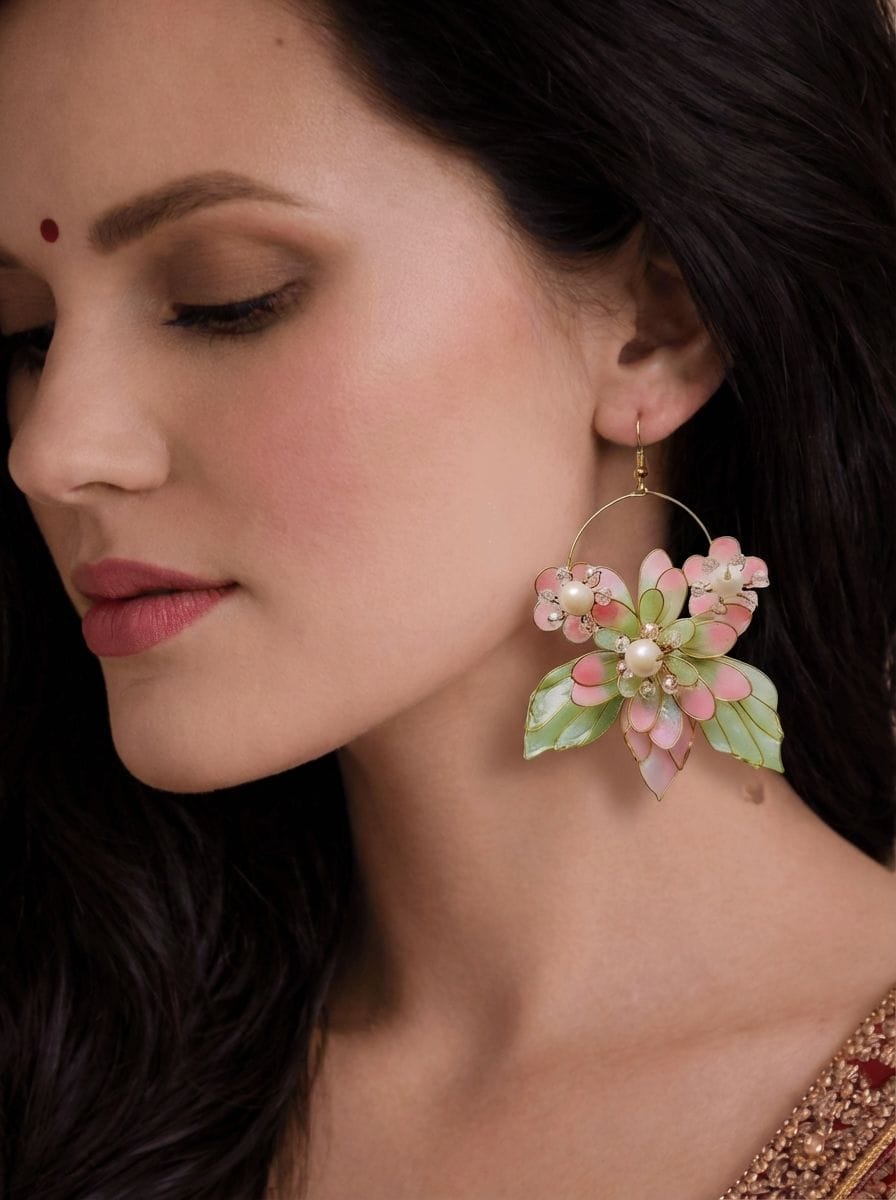 Multicolor Floral Resin Drop Earrings Real Flower Jewelry