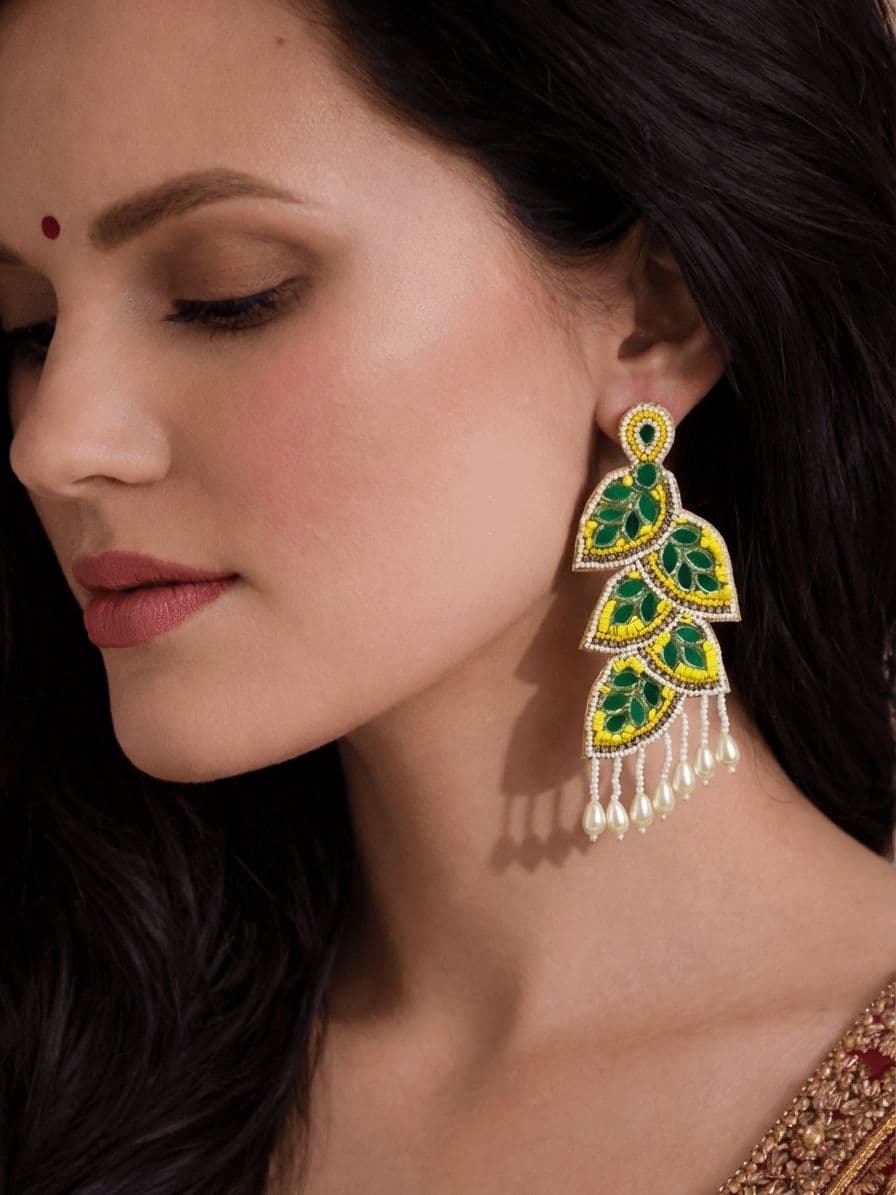 Multi Color Handmade Beaded Drop Earrings for Women and Girls