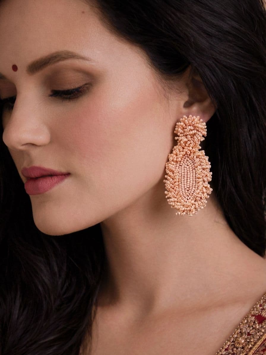 Peach Hanmade beaded Earrings for Women & Girls