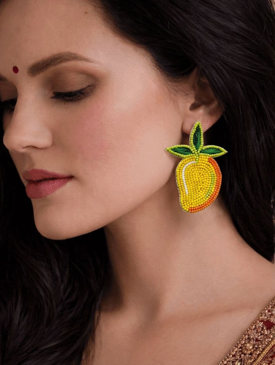 Sunny Delight Handmade Mango Beaded Earrings for Women and Girls