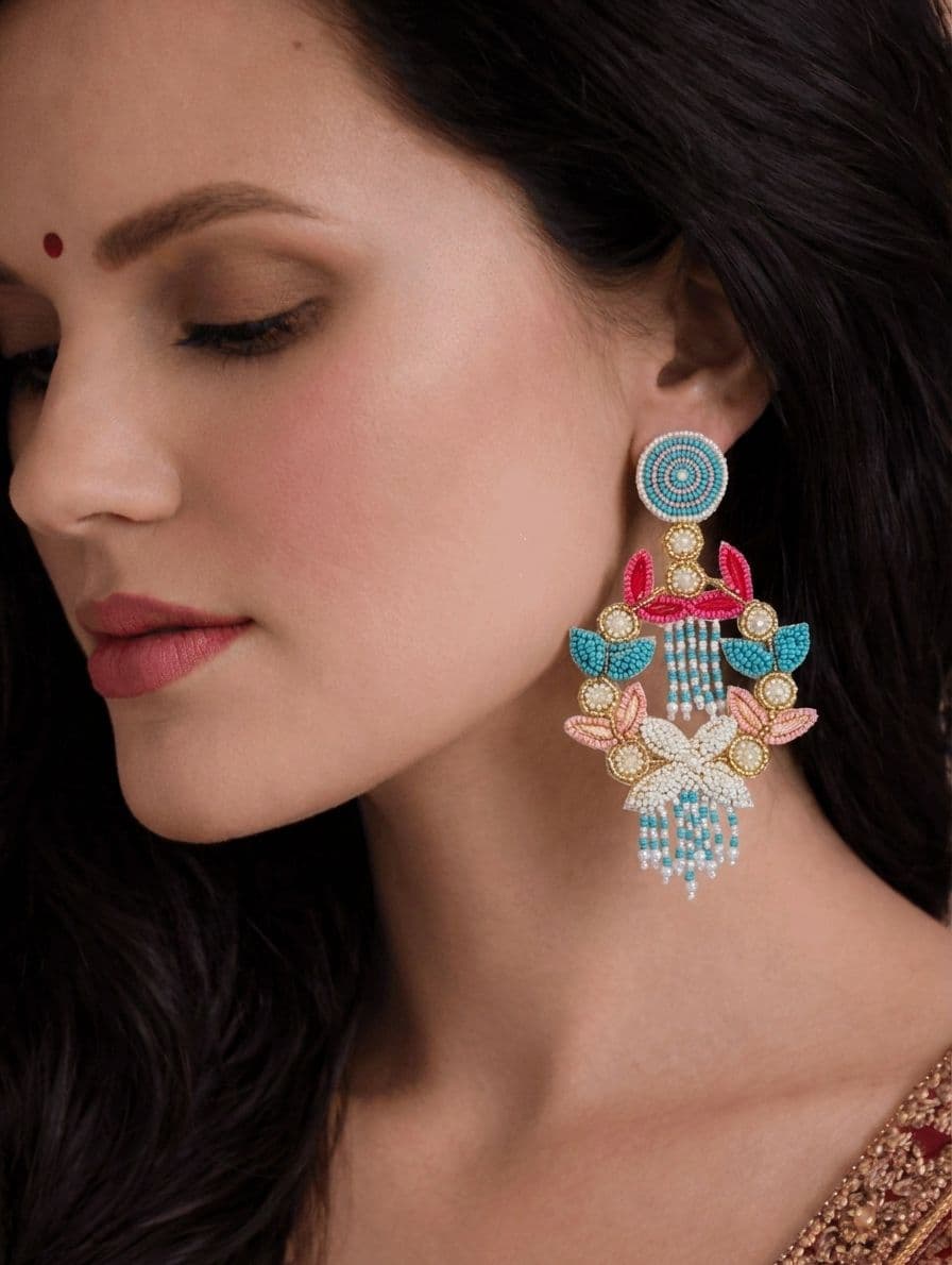 Multicolor Sky-Blue Pink Drop & Dangler Earrings for Women