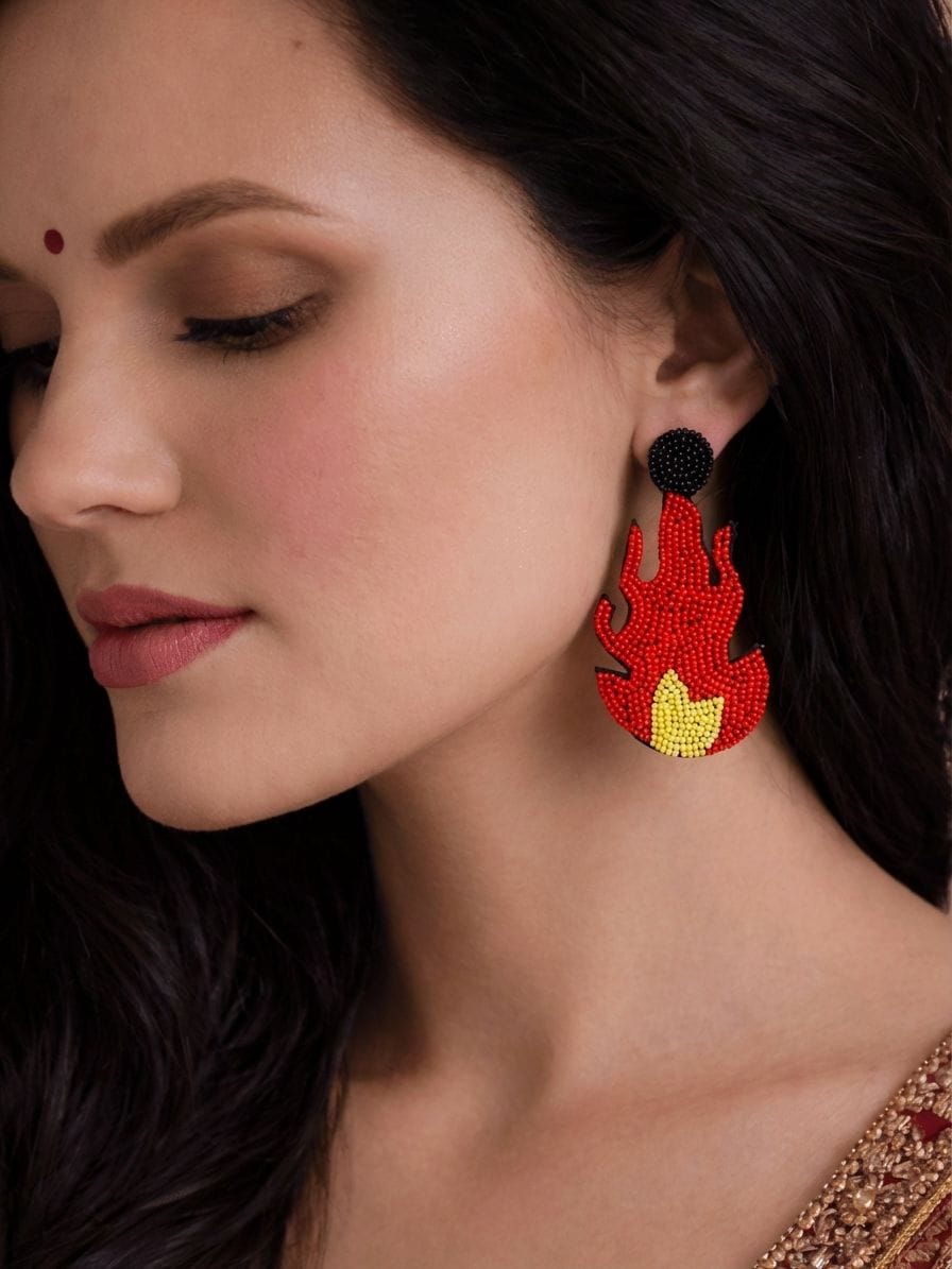 Too Hot To Handle Earrings- Quirky Handmade Beaded Earrings for Women