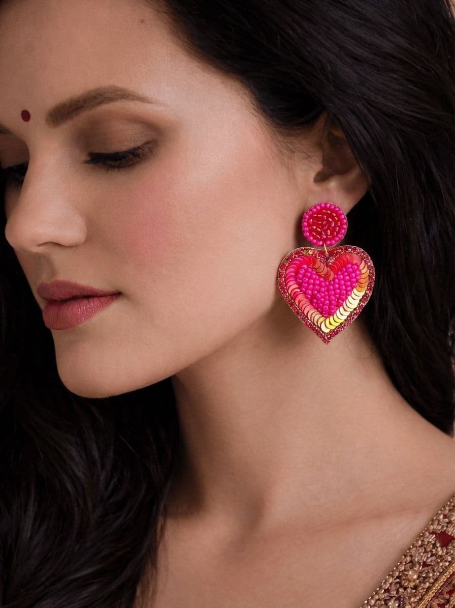 Tiny Heart Beaded Earrings for Women