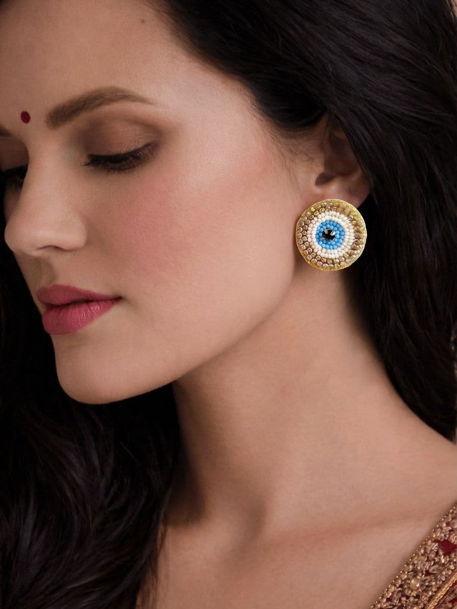 Unique 'Evil Eye' Beaded Stud Earrings for Women/Girls