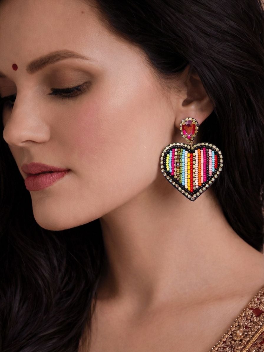 Cascaded Love Earrings- Handcrafted Beaded Earrings for Girls & Women