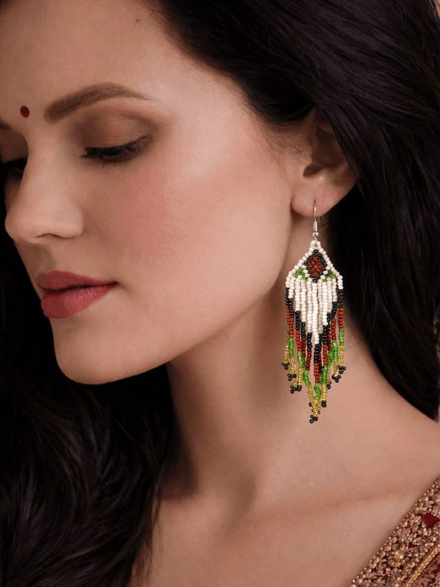 Multicolor Beaded Tassel Earrings for Girls