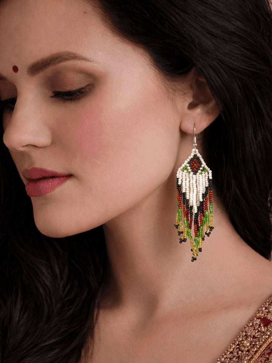 Multicolor Beaded Tassel Earrings for Girls
