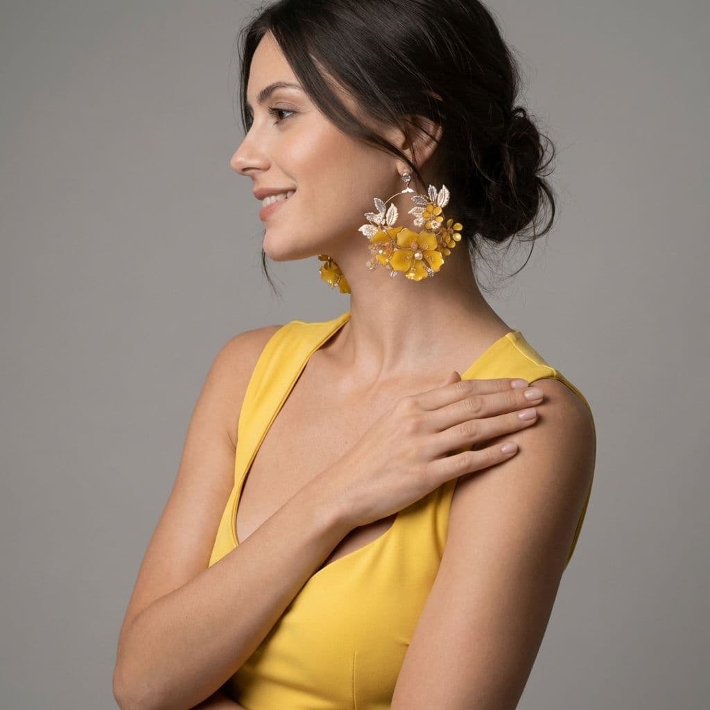 Yellow Flower Resin Earrings for Women | Handmade Jewellery