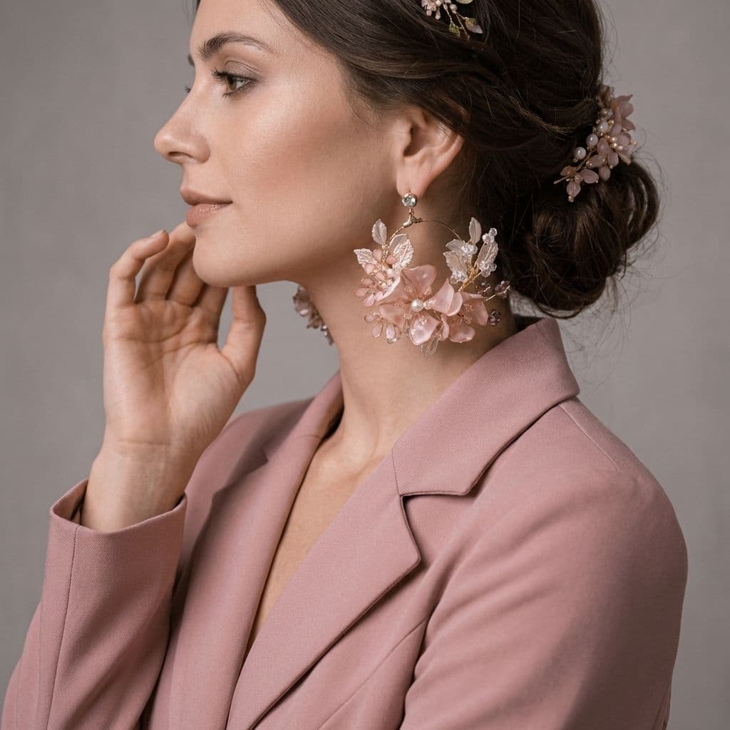 Peach Flower Resin Earrings for Women | Handmade Jewellery