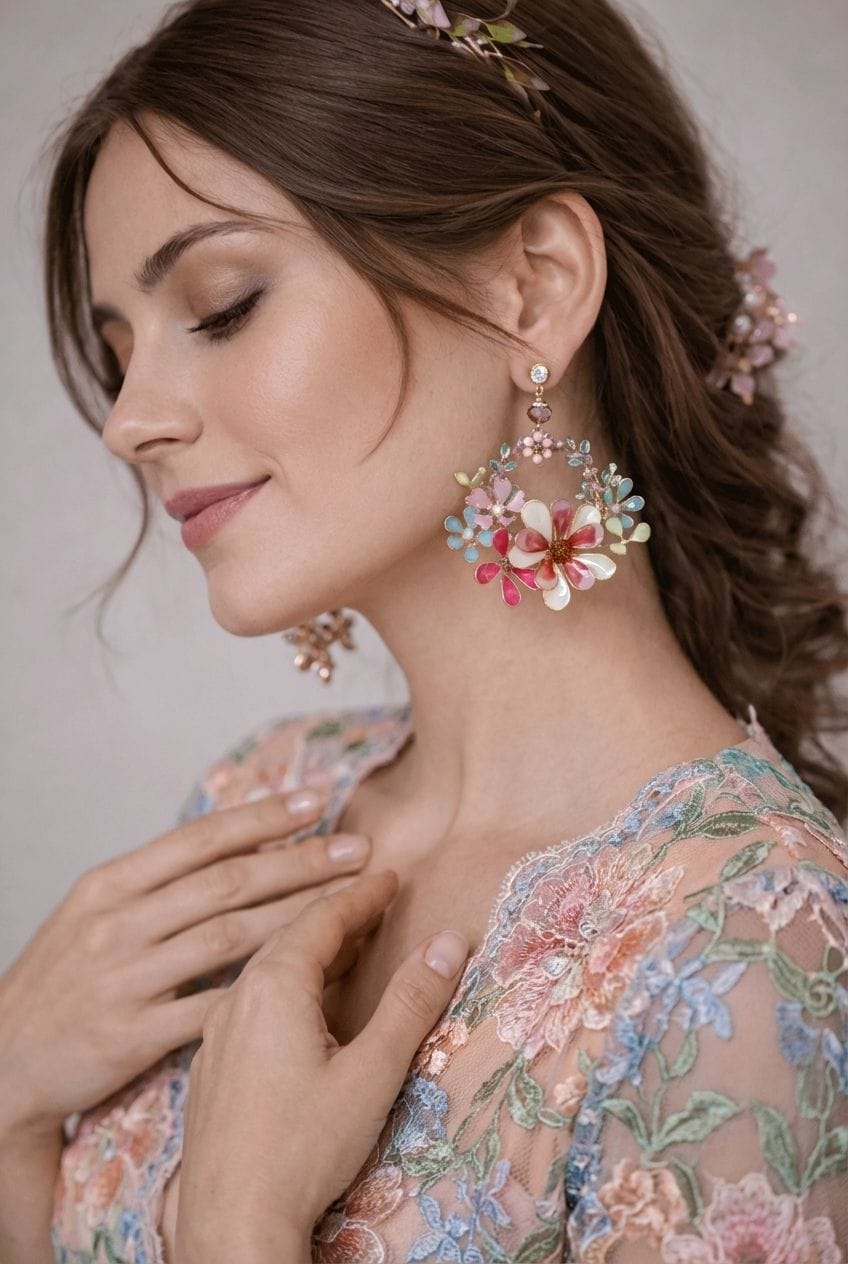 Handcrafted Floral Drop Resin Earrings for Women - Lightweight & Stunning