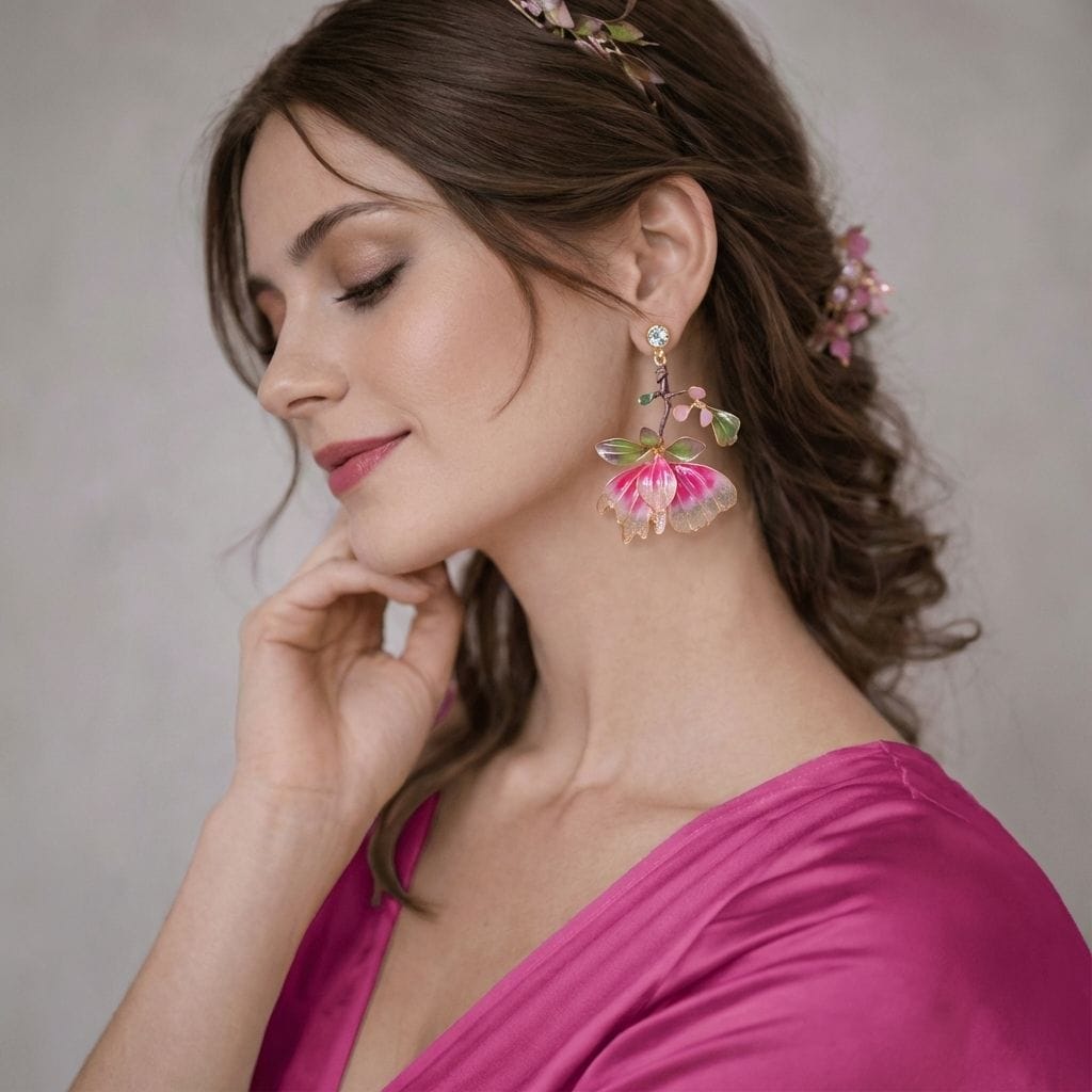 Designer Handmade Resin Earrings for Women - Lightweight Floral Drop Pair
