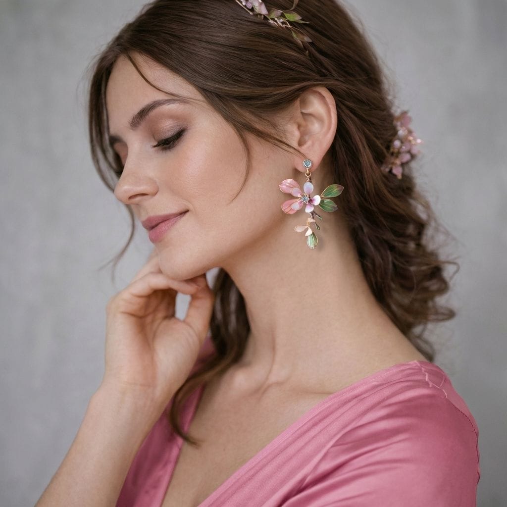 Floral Finesse Copper Resin Earrings: Lightweight & Chic Pair for Women