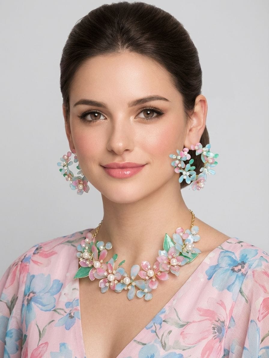 Designer Pastel Floral Resin Jewellery Set for Haldi Mehndi Brides