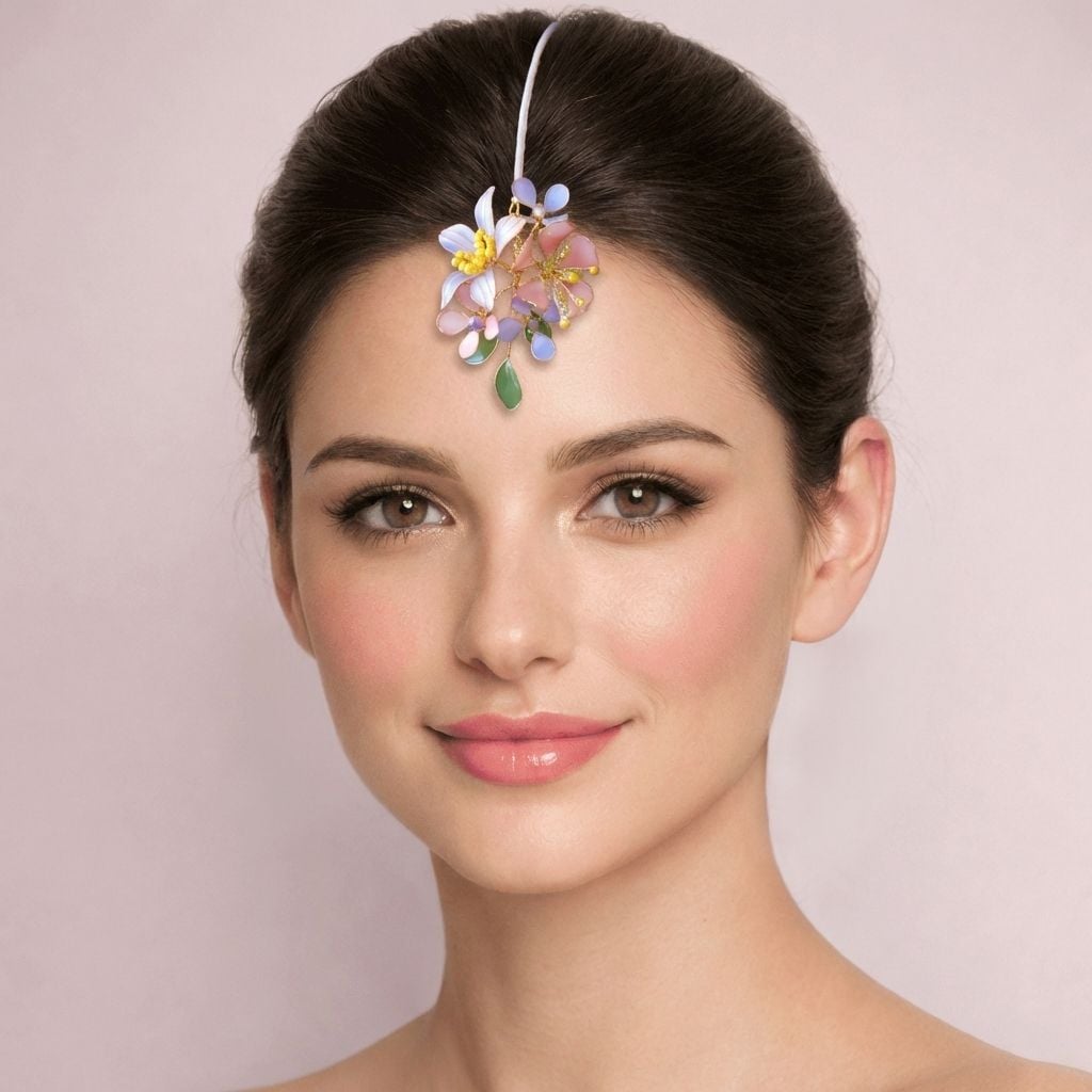 Handcrafted Designer Resin Maang Tikka with Floral Pearl Details