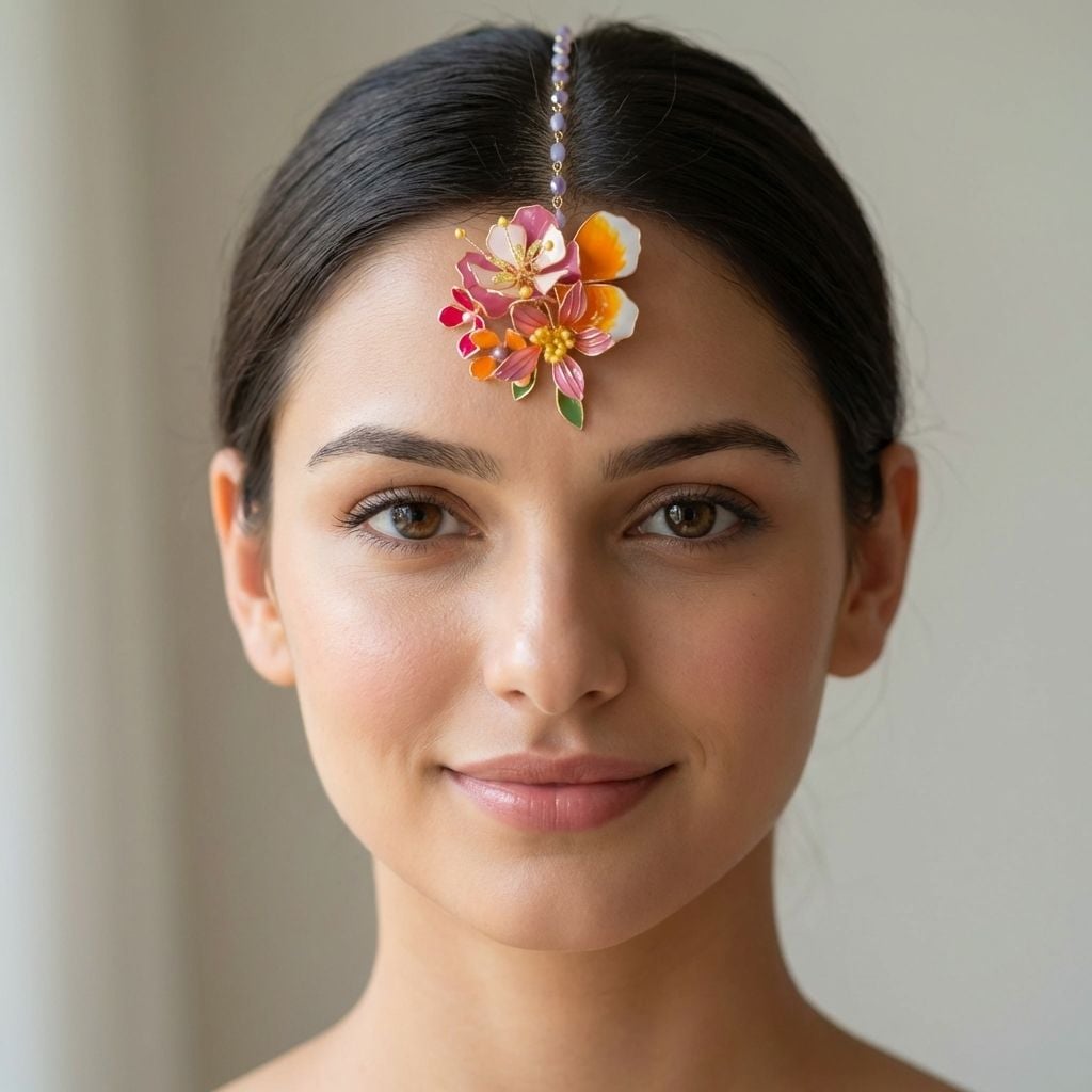 Handcrafted Resin Designer Maang Tikka with Pearl Floral Accents
