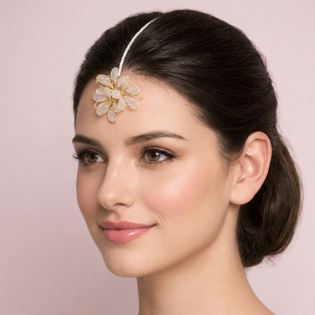 Handcrafted Designer Resin Maang Tikka with Pearl Detailing