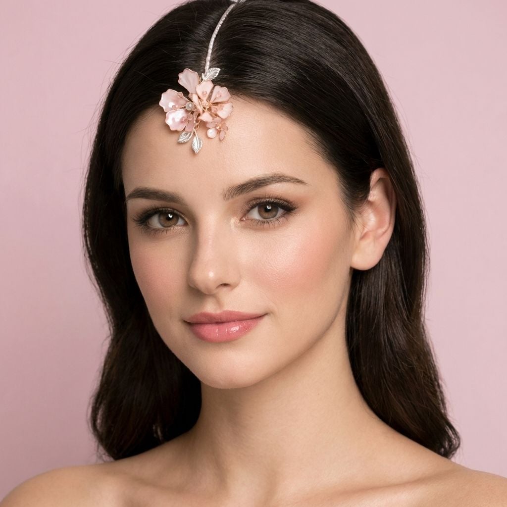 Resin Bloom: Handcrafted Designer Maang Tikka in Floral Pearl